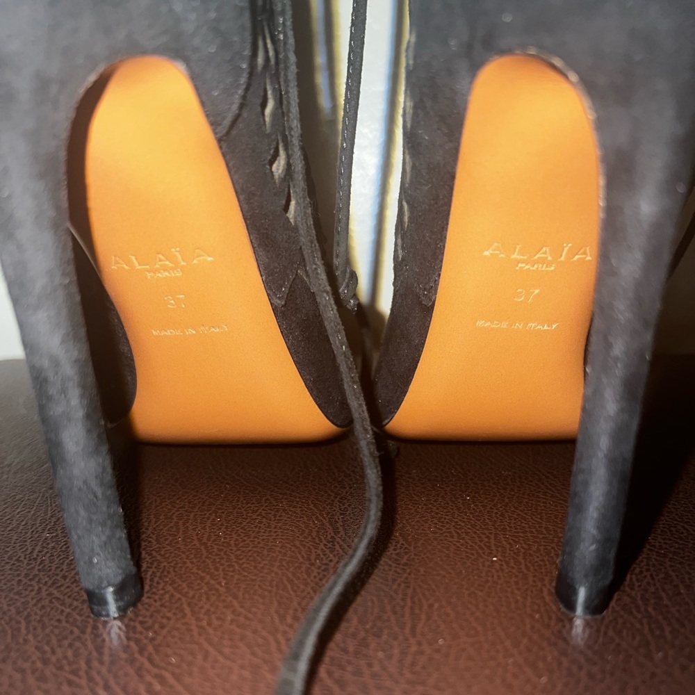 Alaia Black Suede Caged Booties - image 5